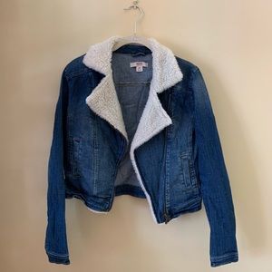 Sherpa collared denim jacket